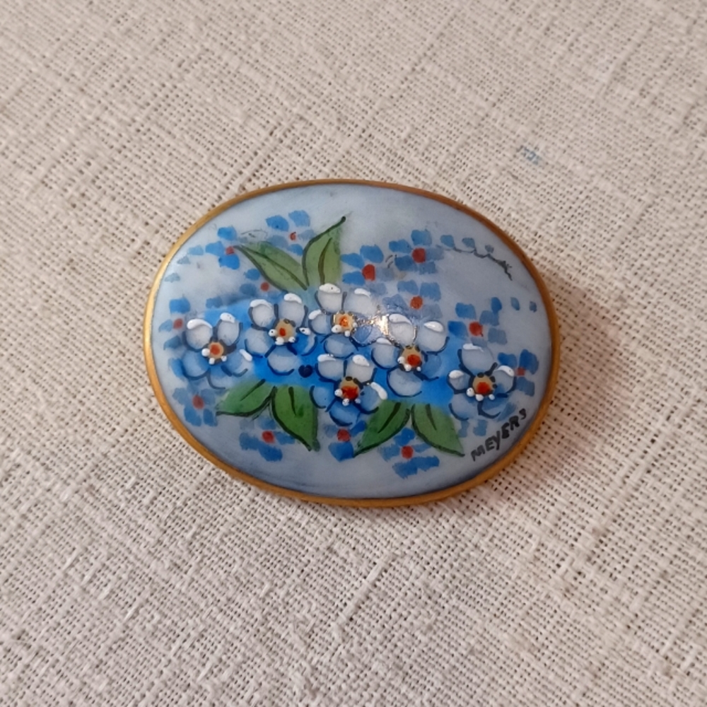 Meyers, brooch, blue floral